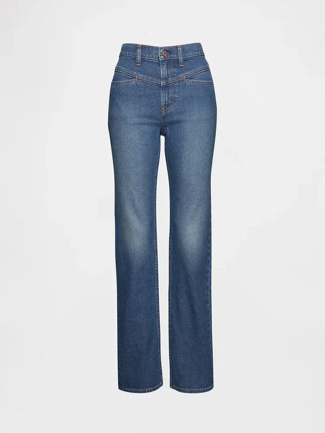 High Rise Western '90s Slim Straight-Jeans