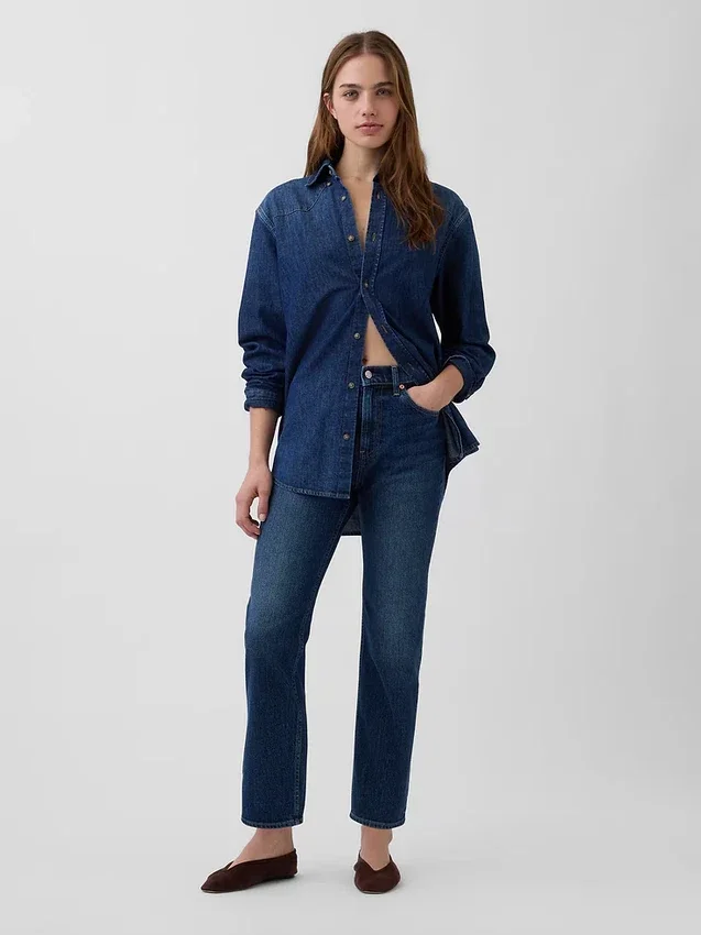 Hoge taille '90s slim straight cropped Jeans