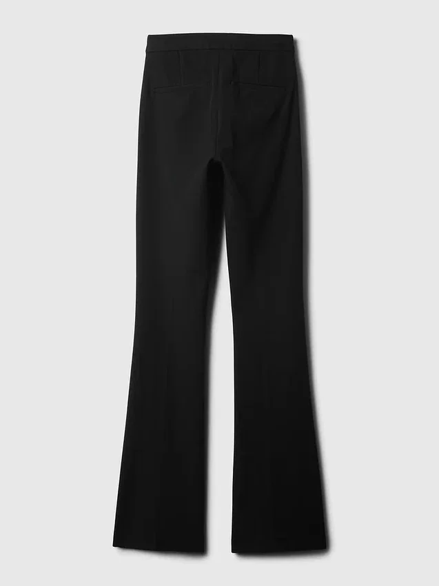 Hoge taille, bi-stretch broek met uitlopende pijpen