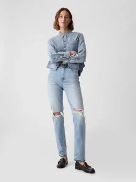 Hoge taille, cheeky rechte Jeans
