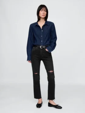 Hoge taille, cheeky rechte Jeans