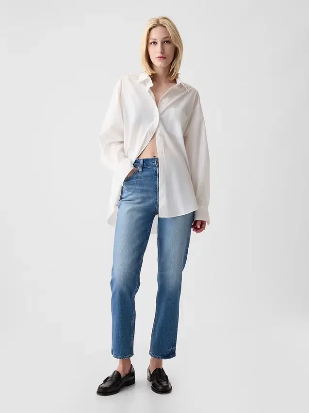 Hoge taille, cheeky rechte Jeans