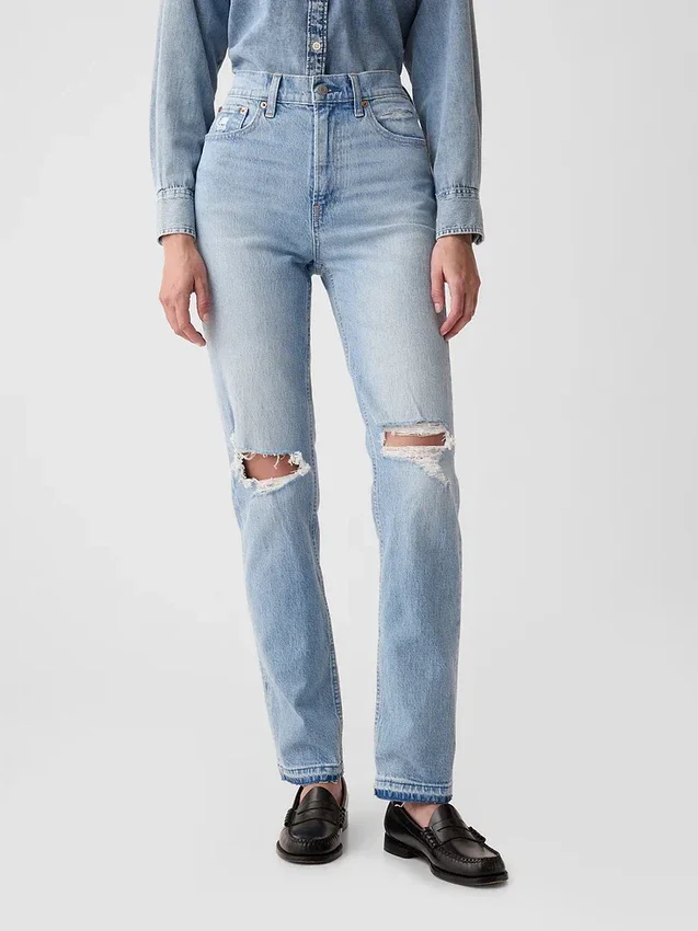 Hoge taille, cheeky rechte Jeans