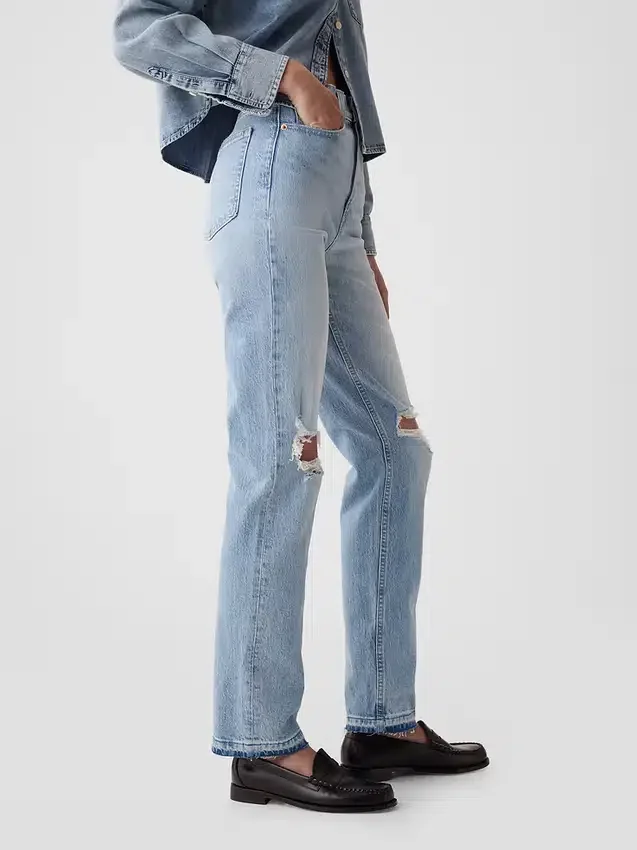 Hoge taille, cheeky rechte Jeans