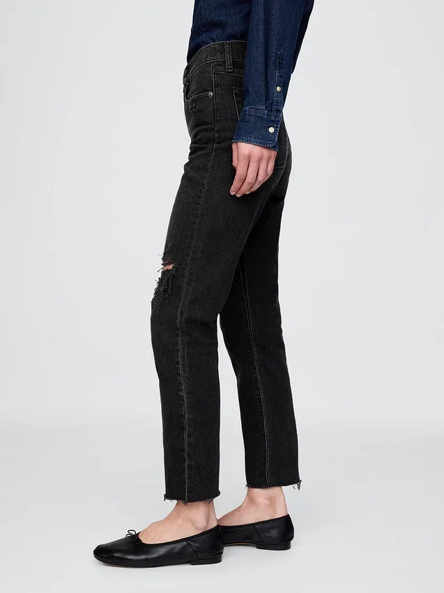 Hoge taille, cheeky rechte Jeans