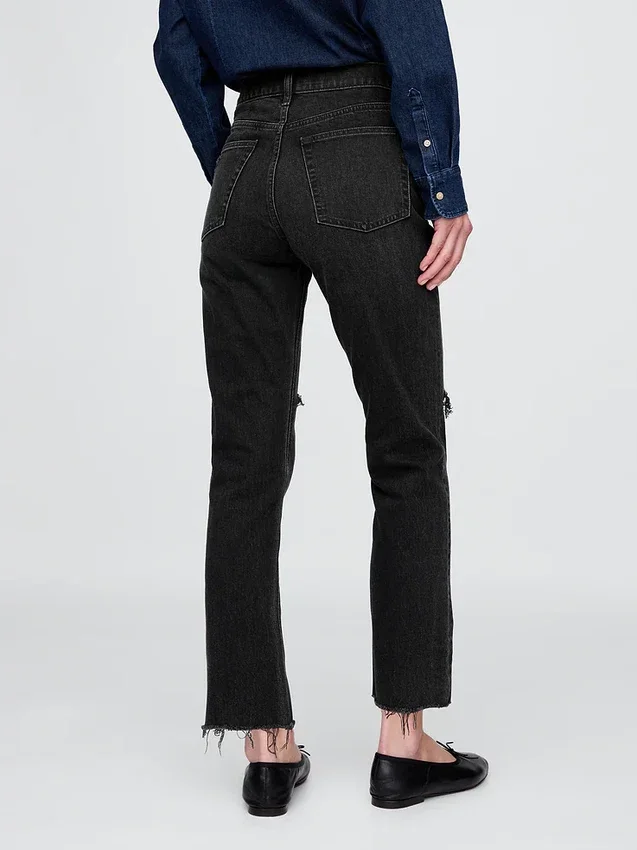 Hoge taille, cheeky rechte Jeans