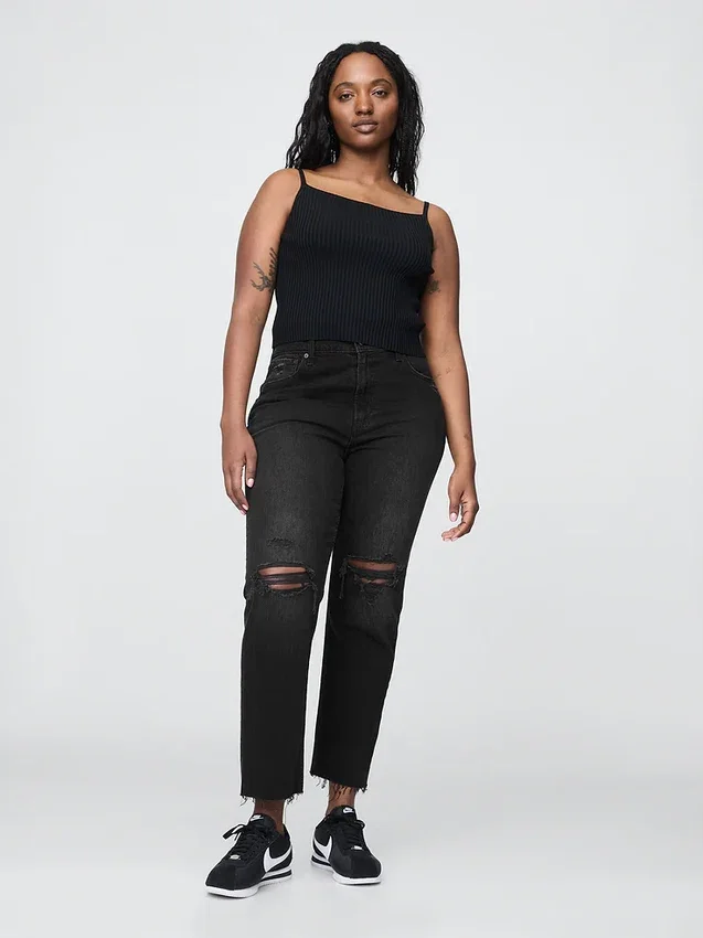 Hoge taille, cheeky rechte Jeans