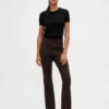 Hoge taille, dubbel gebreide broek met hoge pijpen