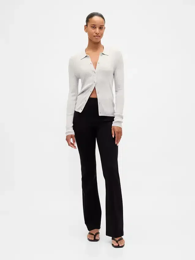 Hoge taille, dubbel gebreide broek met hoge pijpen