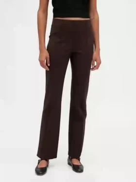 Hoge taille, dubbel gebreide broek met hoge pijpen