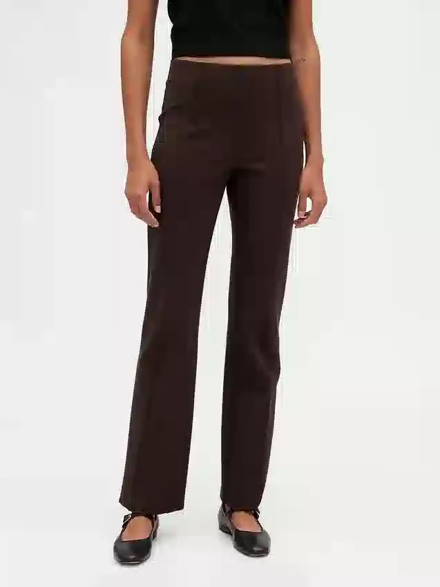 Hoge taille, dubbel gebreide broek met hoge pijpen