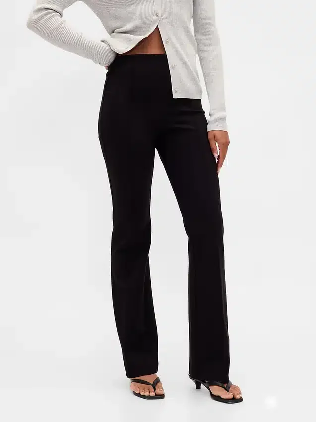 Hoge taille, dubbel gebreide broek met hoge pijpen