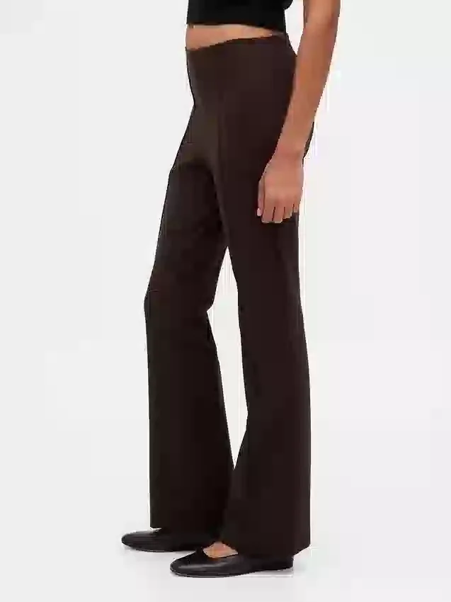 Hoge taille, dubbel gebreide broek met hoge pijpen