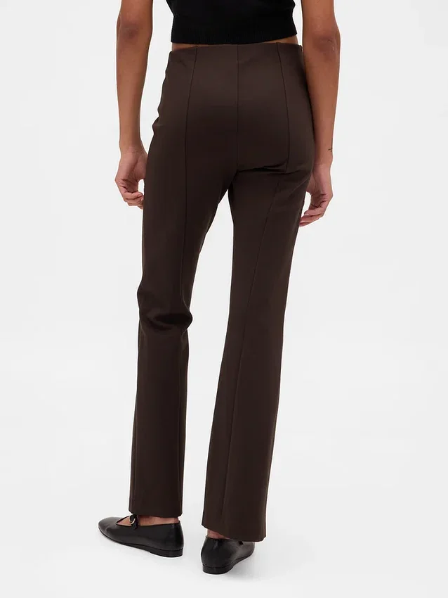 Hoge taille, dubbel gebreide broek met hoge pijpen