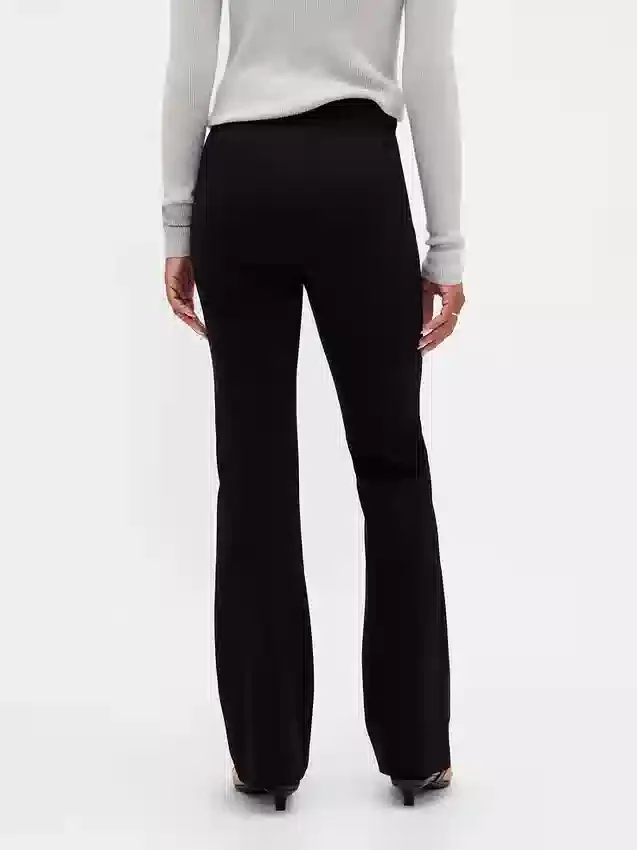Hoge taille, dubbel gebreide broek met hoge pijpen