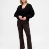 Hoge taille, dubbel gebreide broek met hoge pijpen