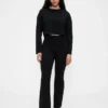 Hoge taille, dubbel gebreide broek met hoge pijpen