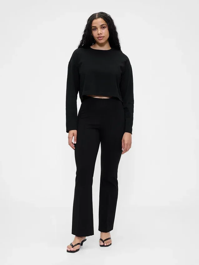 Hoge taille, dubbel gebreide broek met hoge pijpen