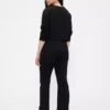 Hoge taille, dubbel gebreide broek met hoge pijpen