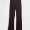 Hoge taille, dubbel gebreide broek met hoge pijpen
