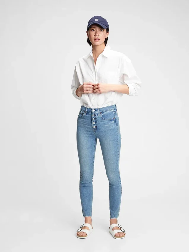 Hoge taille, echte skinny Jeans met geheime, gladmakende zakken