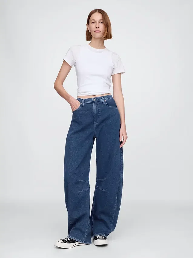 Hoge taille gebreide Horseshoe-Jeans