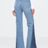 Hoge taille, gepatchte flare-Jeans in jaren ’70-stijl