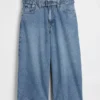 Hoge taille met riemen: Barrel-culottejeans