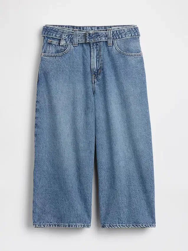 Hoge taille met riemen: Barrel-culottejeans