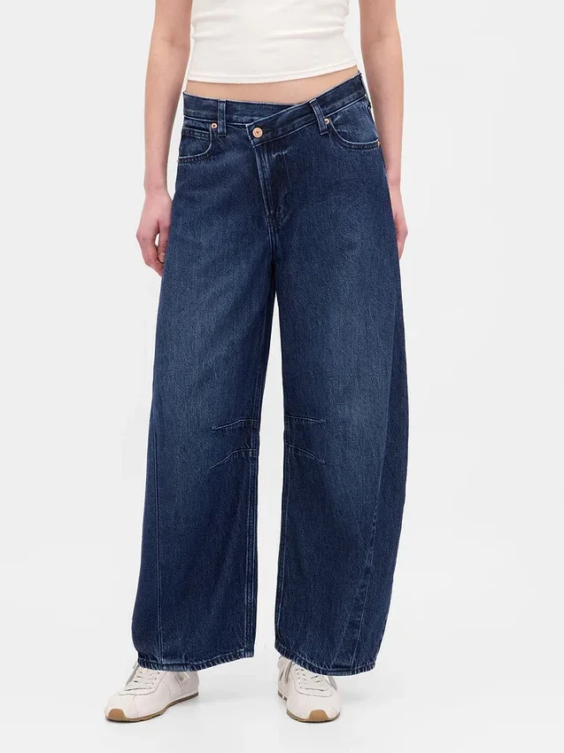 Hoge taille, ultrazachte crossover-Jeans met hoefijzervorm