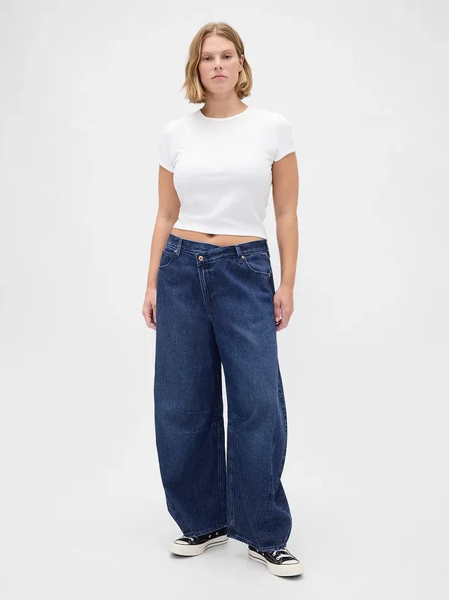 Hoge taille, ultrazachte crossover-Jeans met hoefijzervorm