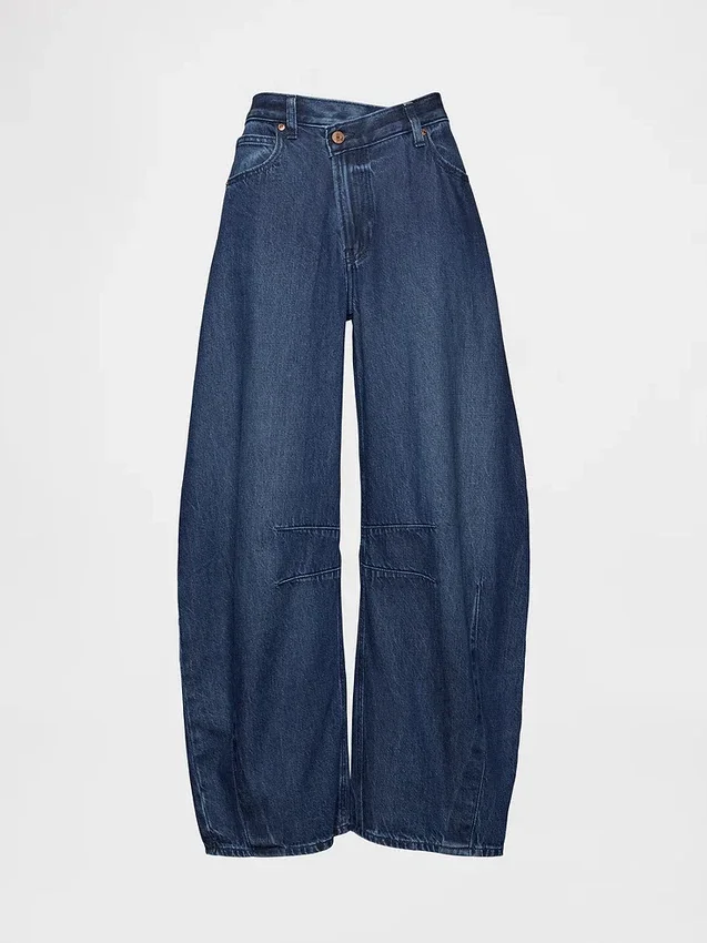Hoge taille, ultrazachte crossover-Jeans met hoefijzervorm