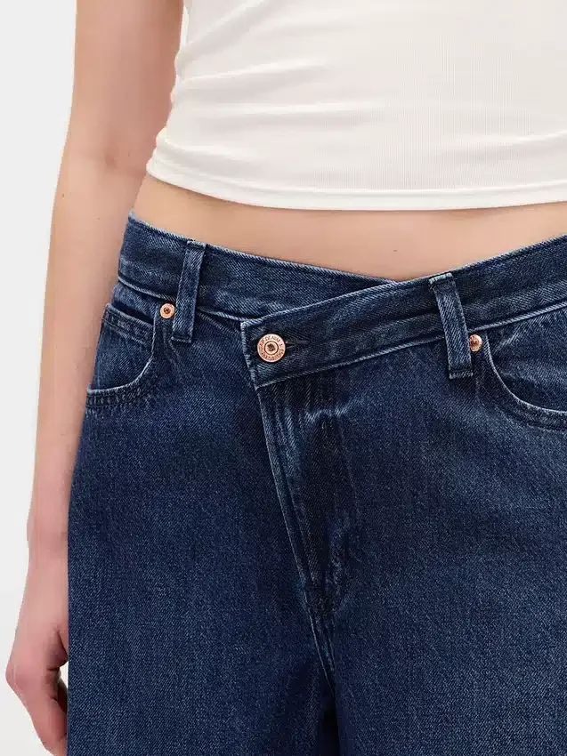 Hoge taille, ultrazachte crossover-Jeans met hoefijzervorm