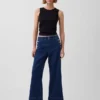 Hoge taille, wijde pijpen, enkellange sailor-Jeans