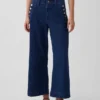 Hoge taille, wijde pijpen, enkellange sailor-Jeans