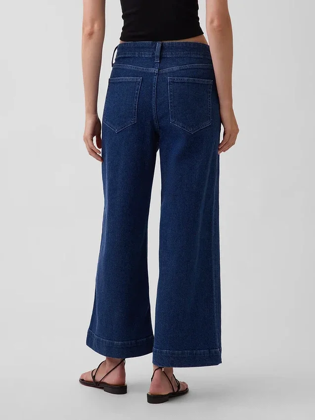Hoge taille, wijde pijpen, enkellange sailor-Jeans