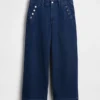 Hoge taille, wijde pijpen, enkellange sailor-Jeans