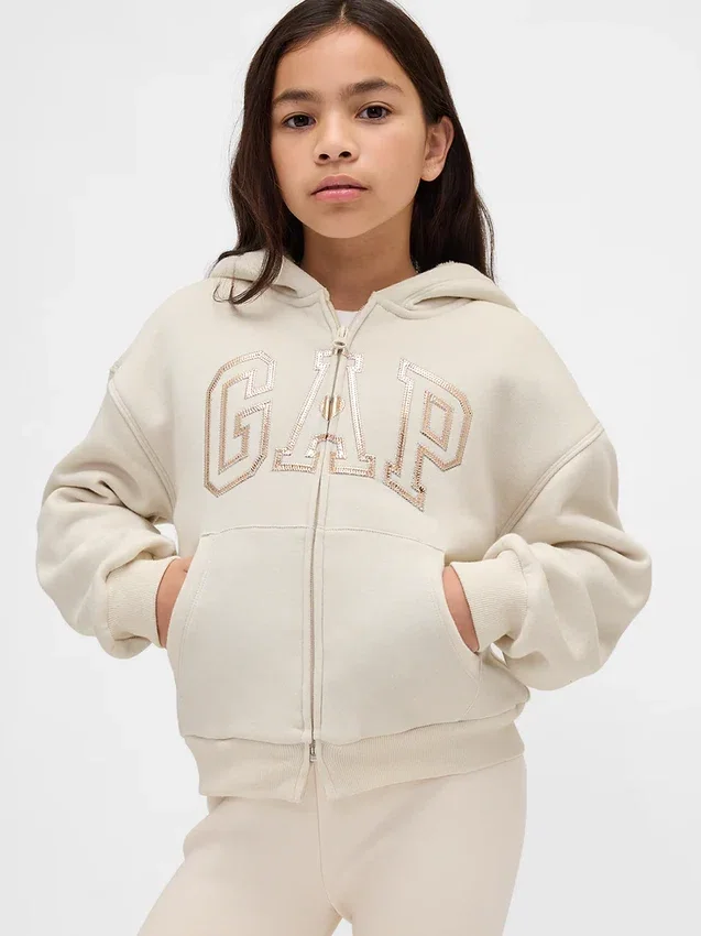 Hoodie met grafisch logo en sherpa-voering voor kinderen