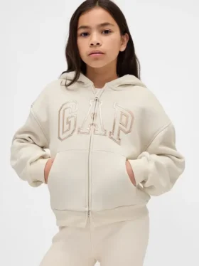 Hoodie met grafisch logo en sherpa-voering voor kinderen
