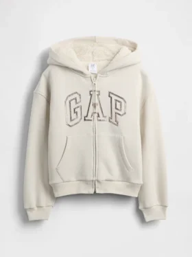 Hoodie met grafisch logo en sherpa-voering voor kinderen