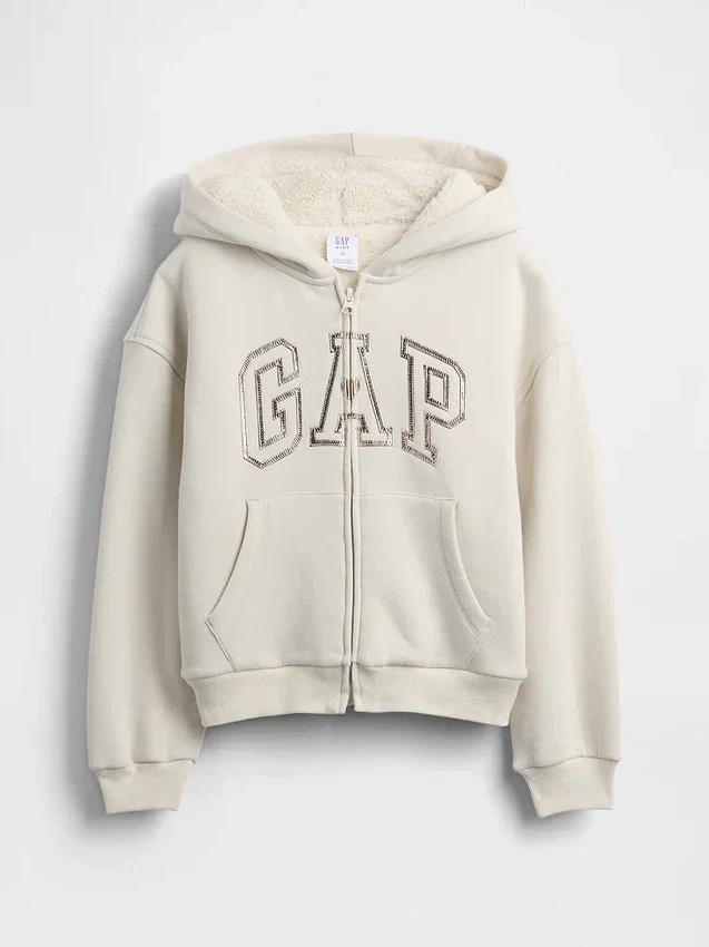Hoodie met grafisch logo en sherpa-voering voor kinderen
