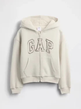 Hoodie met grafisch logo en sherpa-voering voor kinderen