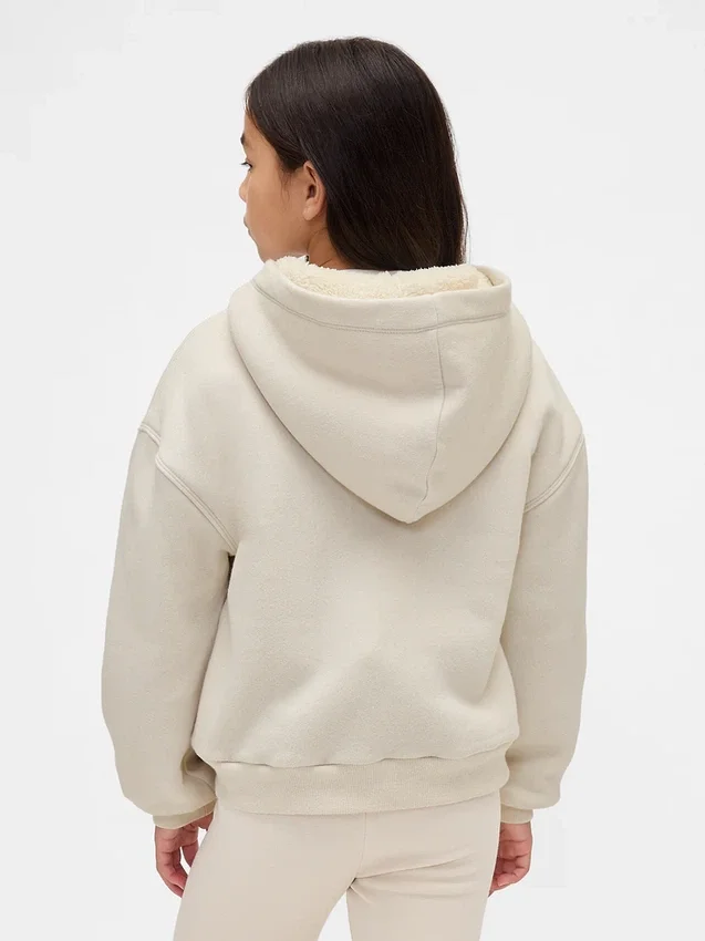 Hoodie met grafisch logo en sherpa-voering voor kinderen