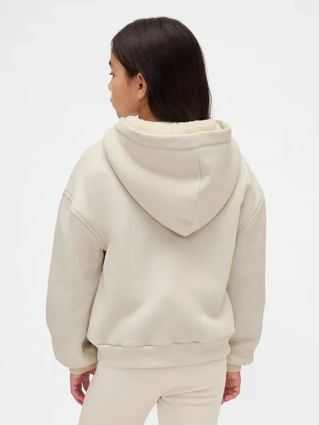 Hoodie met grafisch logo en sherpa-voering voor kinderen