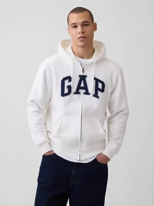 Hoodie met rits en Vintagesoft Arch Logo voor volwassenen