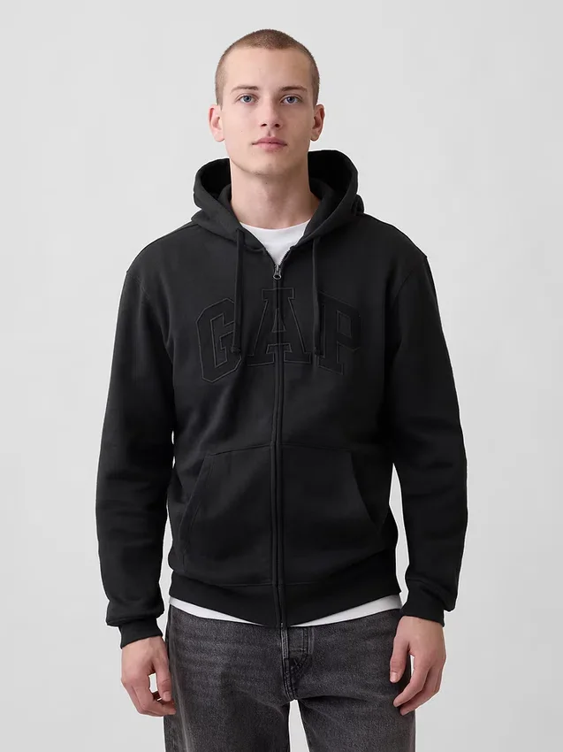 Hoodie met rits en Vintagesoft Arch Logo voor volwassenen