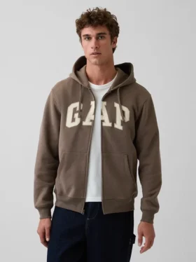 Hoodie met rits en Vintagesoft Arch Logo voor volwassenen