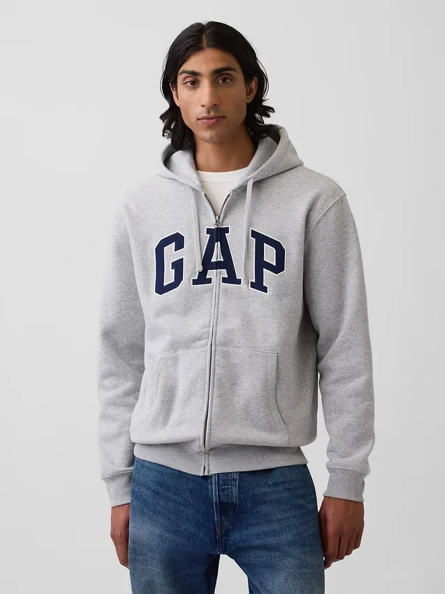 Hoodie met rits en Vintagesoft Arch Logo voor volwassenen