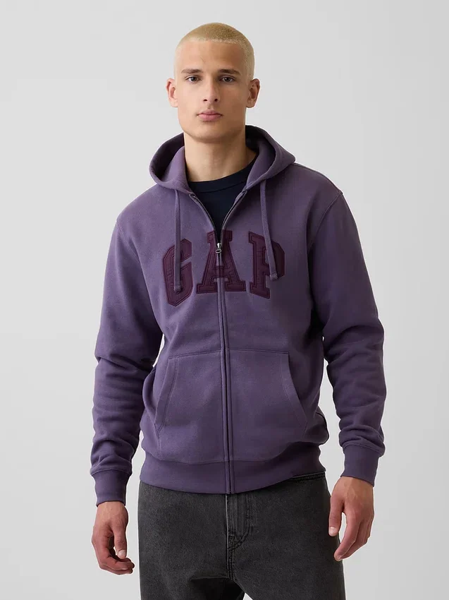 Hoodie met rits en Vintagesoft Arch Logo voor volwassenen