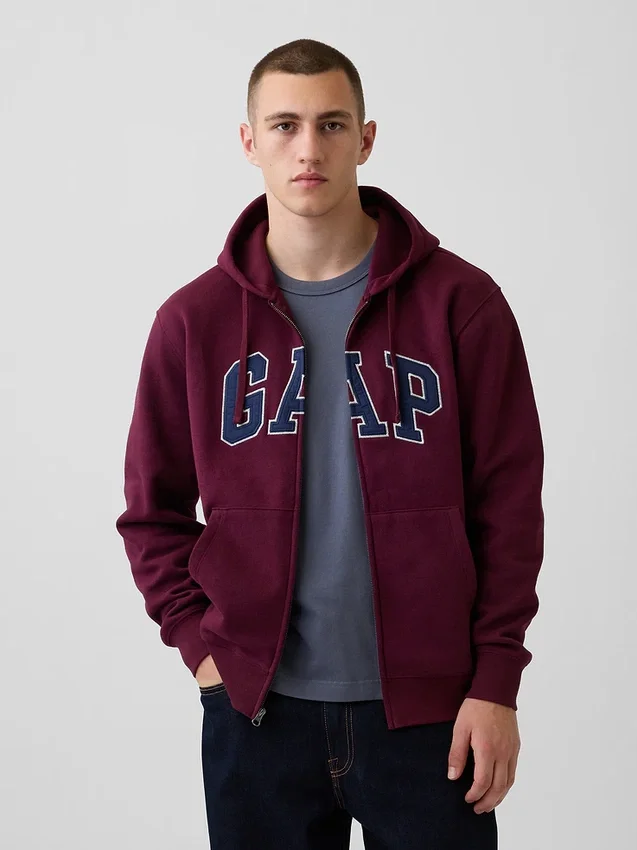 Hoodie met rits en Vintagesoft Arch Logo voor volwassenen